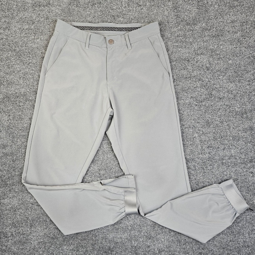 Primo Golf Pants Men's 30 Grey Performance Tapered Joggers Stretch Zip Ankle